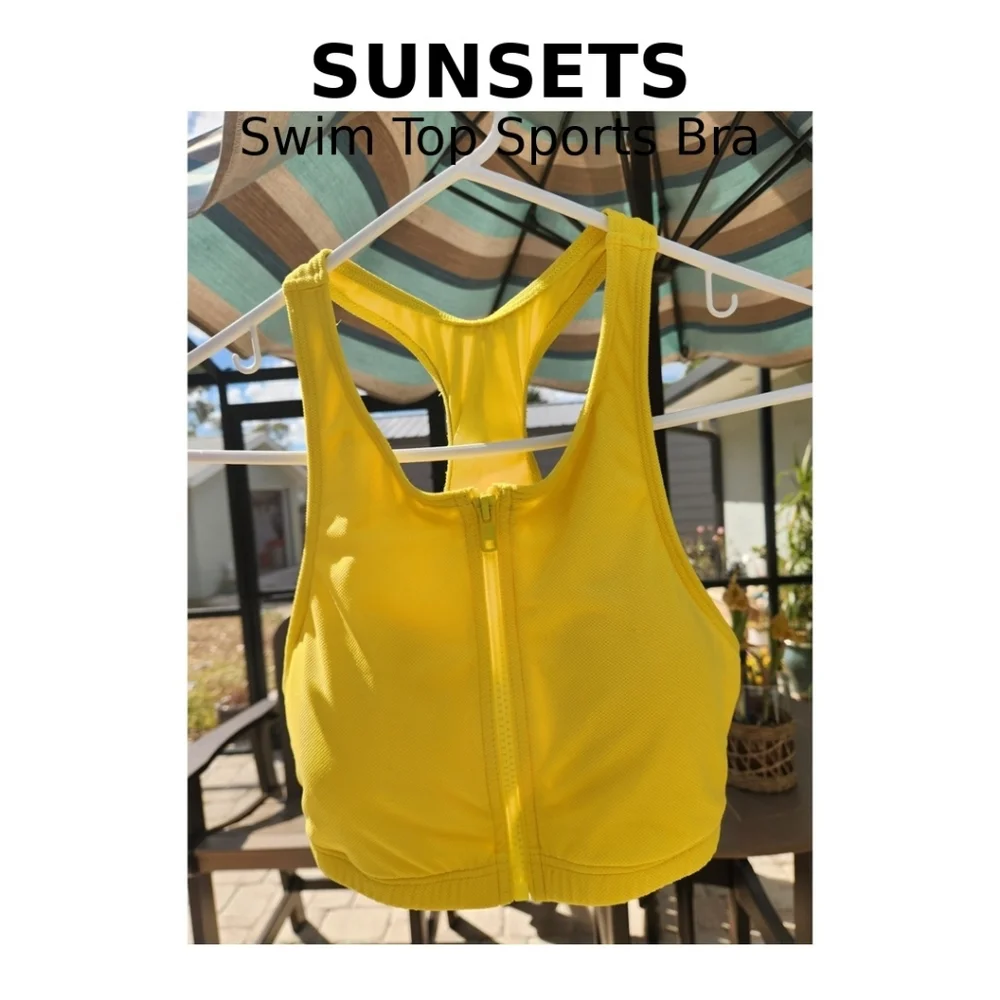 Women's Zip Up Sports Bra/swim Top Sz Med